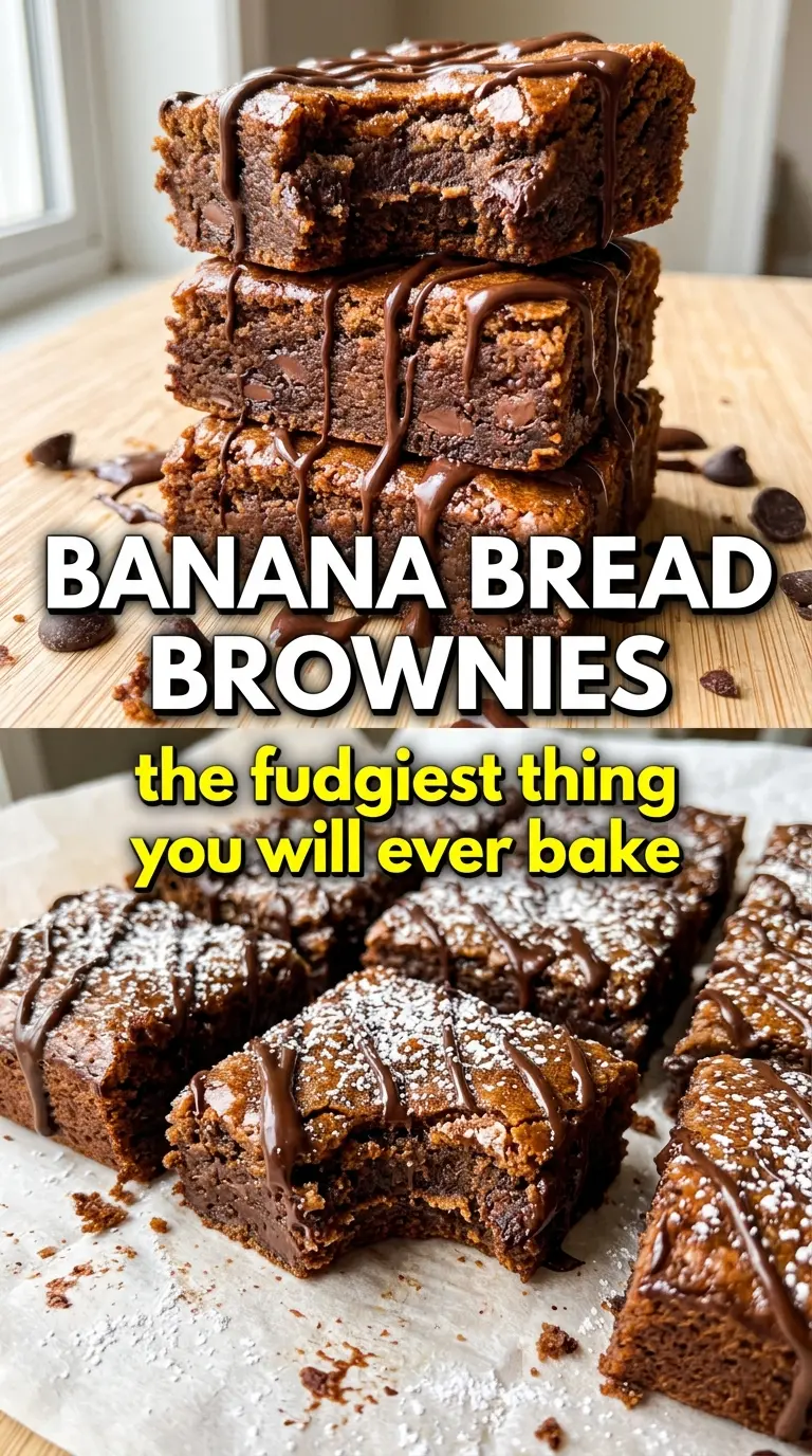 Banana Bread Brownies fudgy glaze chocolate chips