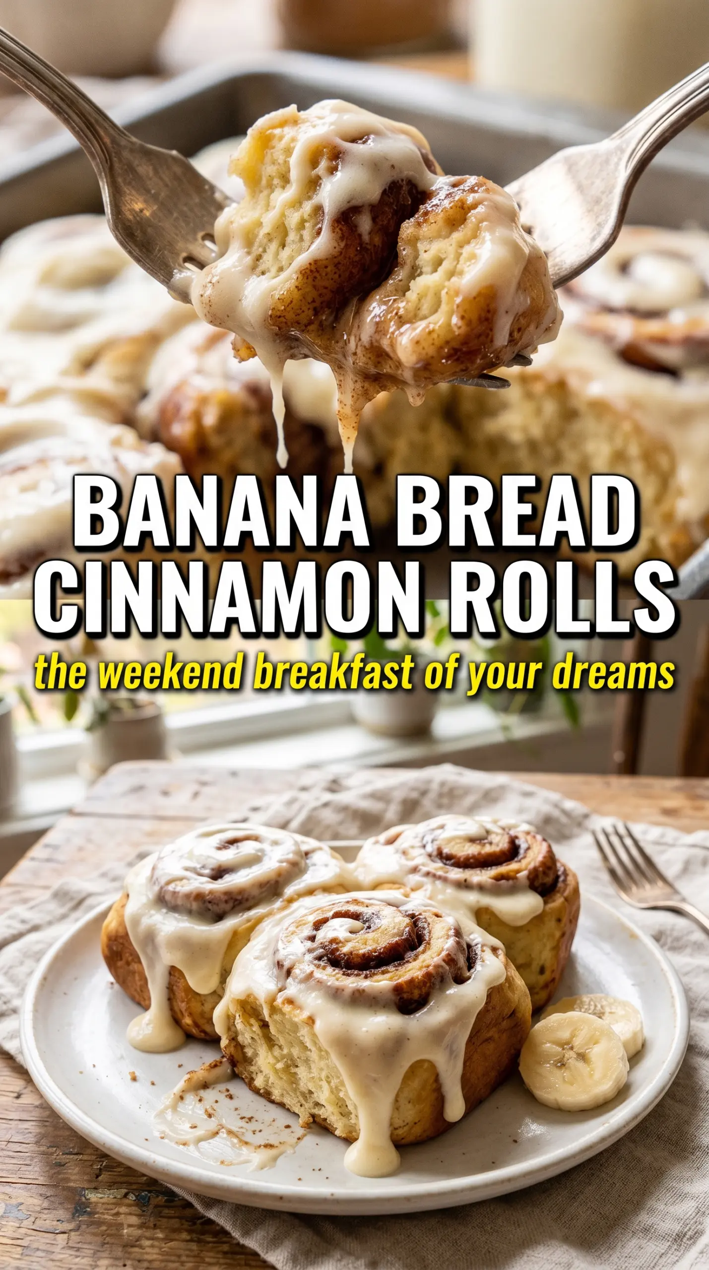 banana bread cinnamon rolls soft swirled