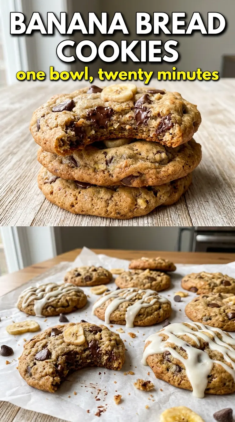 Banana Bread Cookies soft chewy chocolate chip