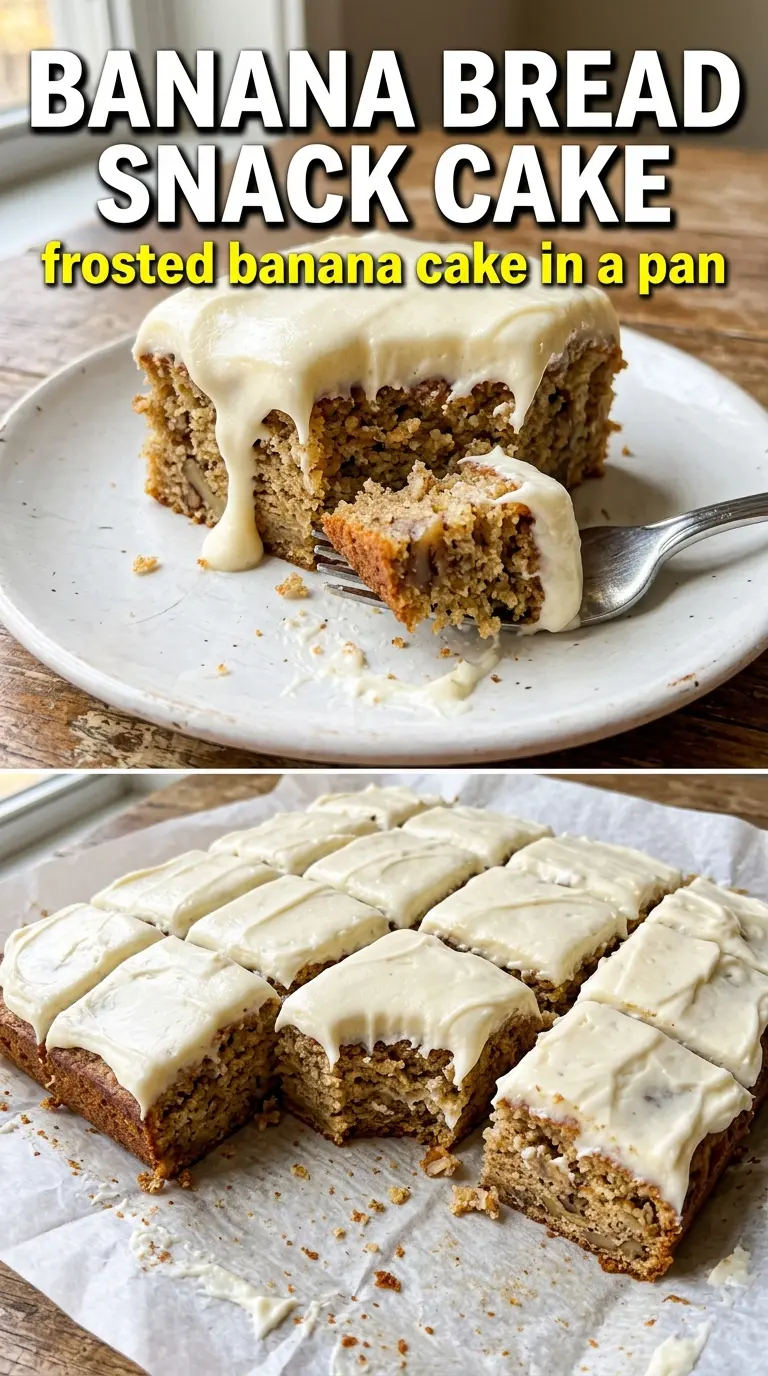 Banana Bread Snack Cake moist crumb brown butter frosting