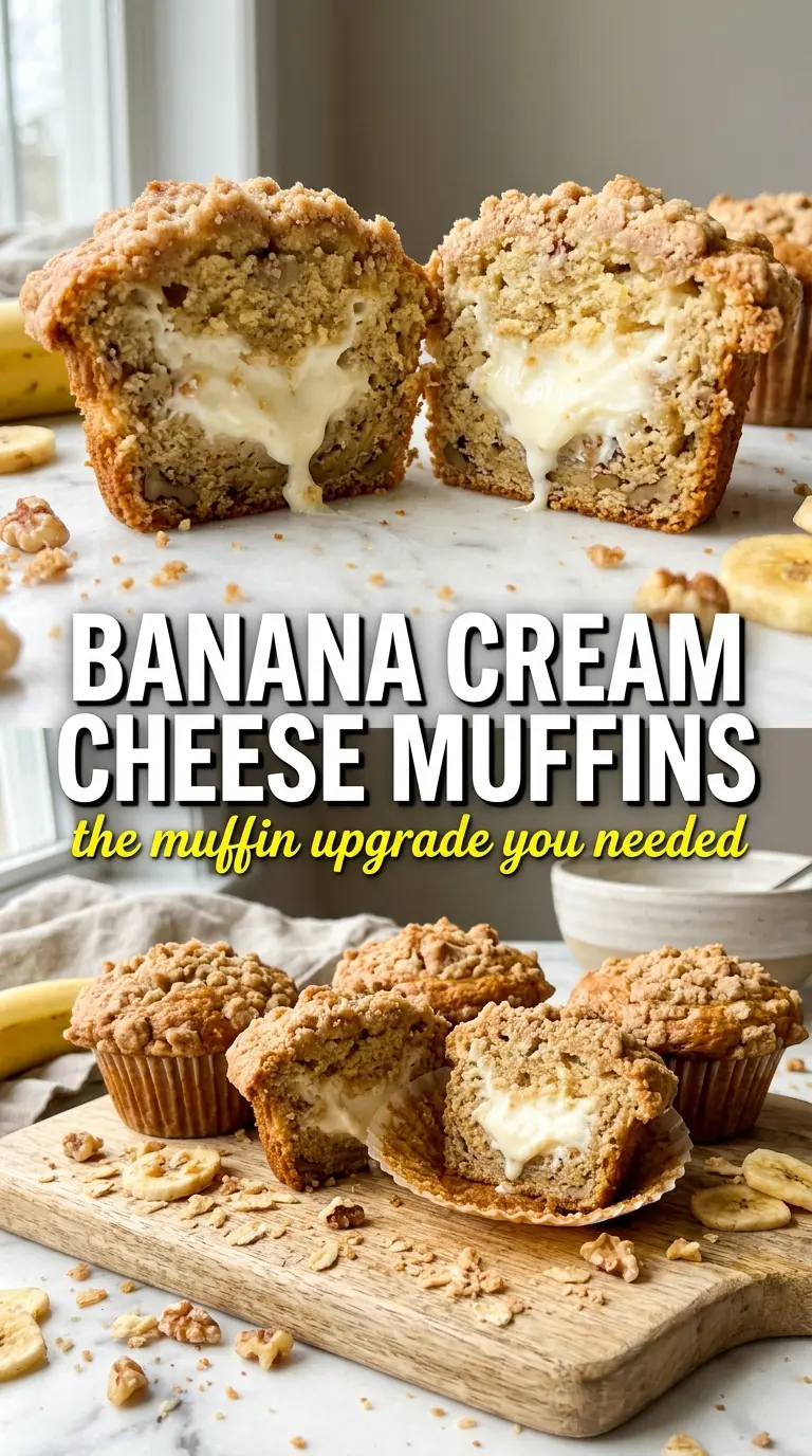 Banana Cream Cheese Muffins golden stuffed bakery-style