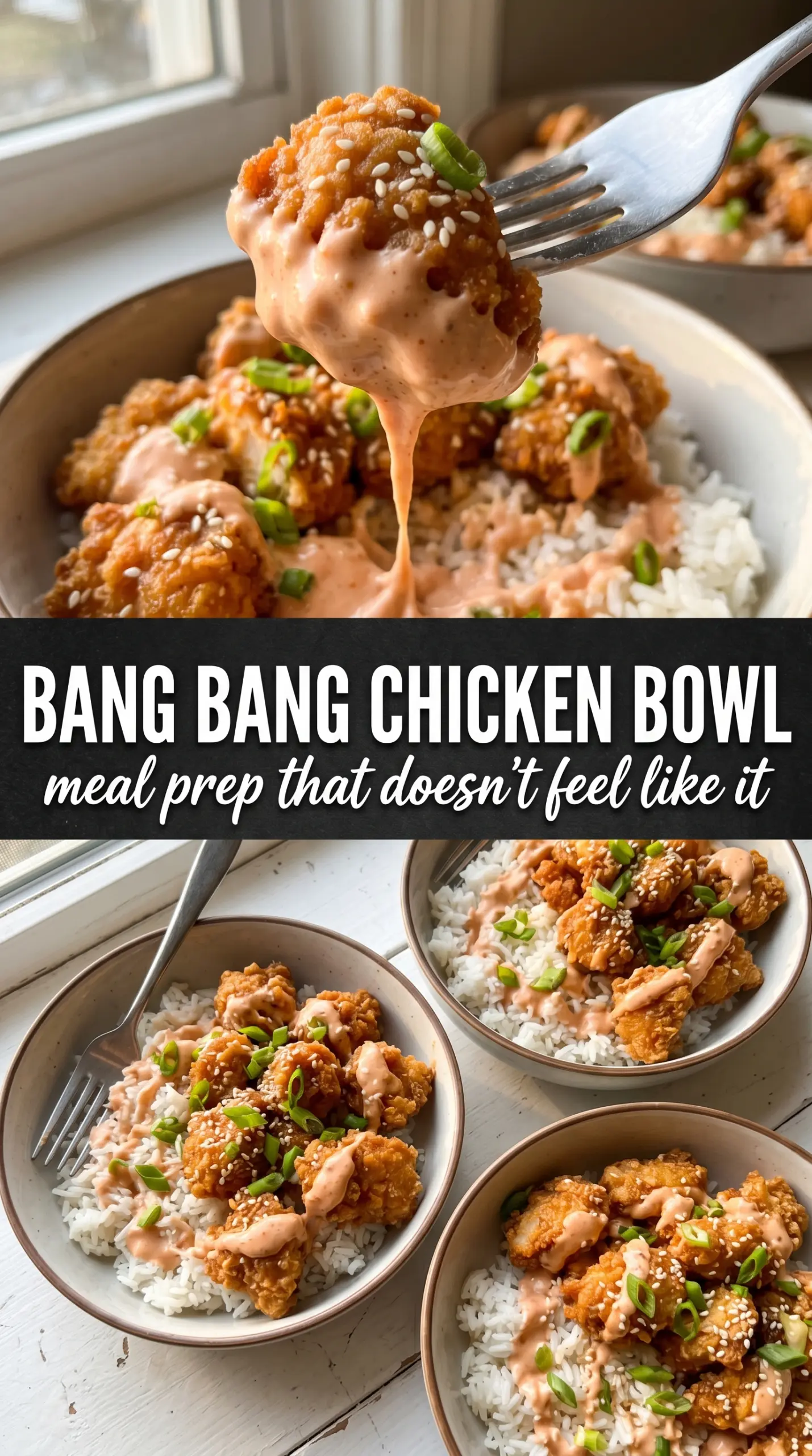 Bang Bang Chicken Bowl crispy saucy bowl