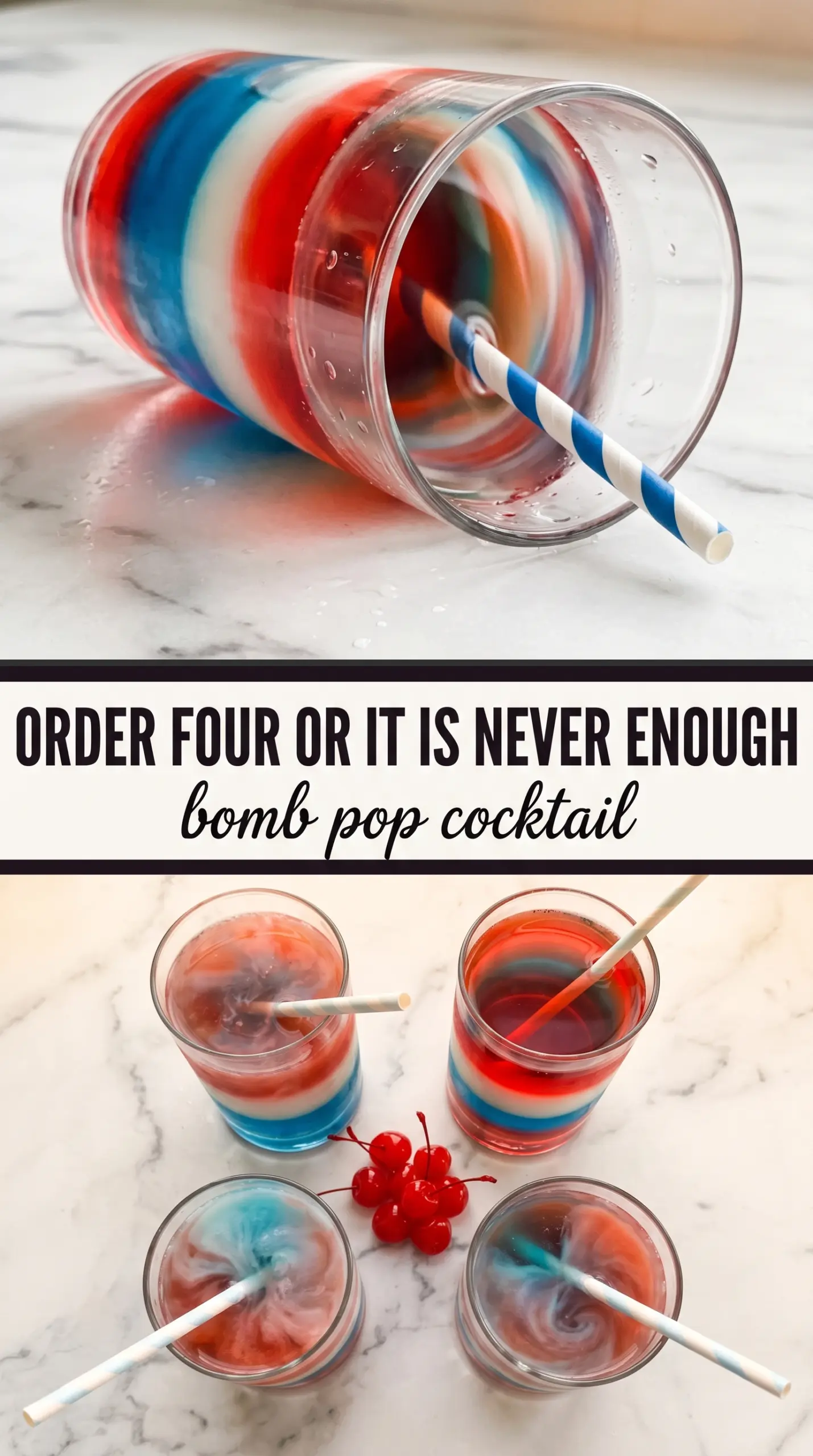 Bomb Pop Cocktail layered red white blue