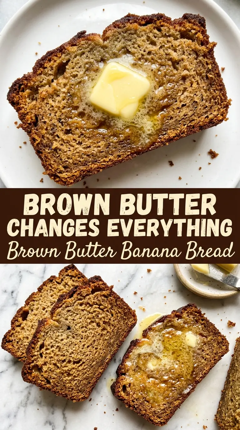 Brown butter banana bread nutty caramel crumb