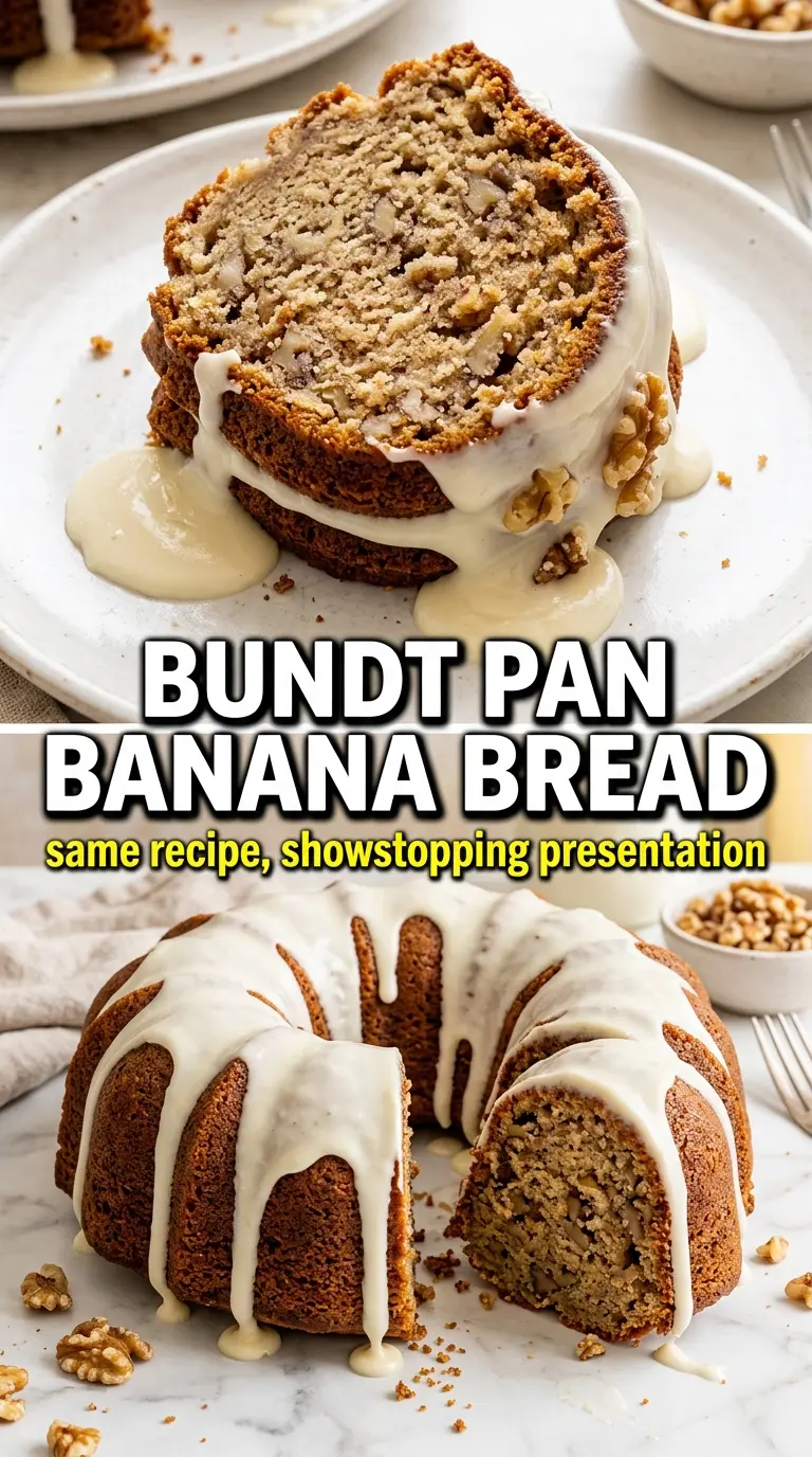 Bundt Pan Banana Bread golden glazed