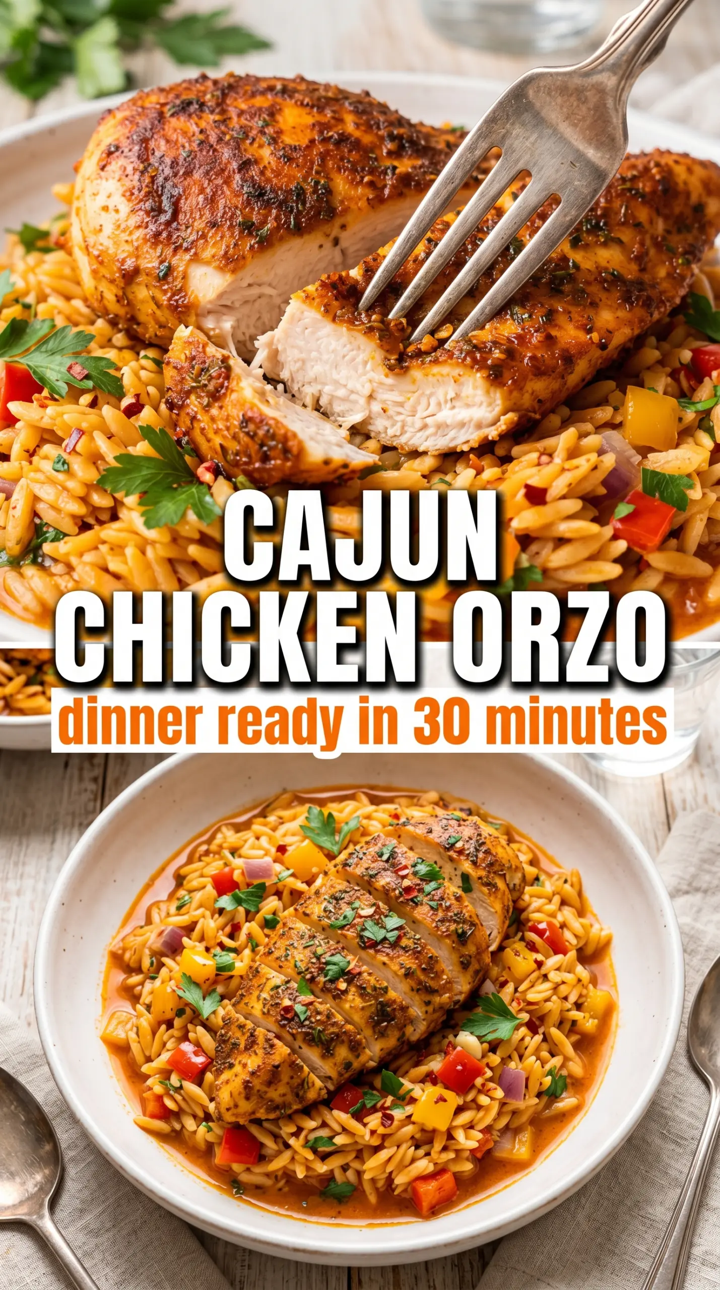 Cajun Chicken Orzo blackened creamy skillet