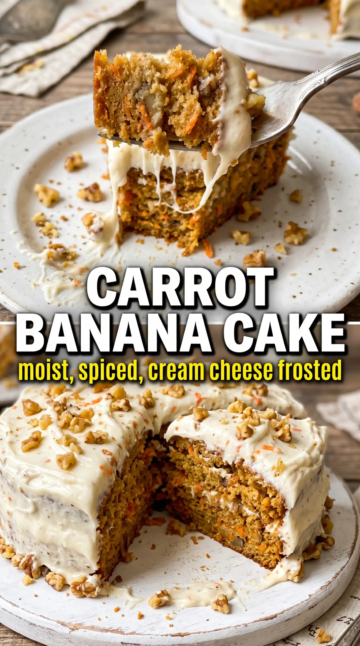 Carrot banana cake moist frosted