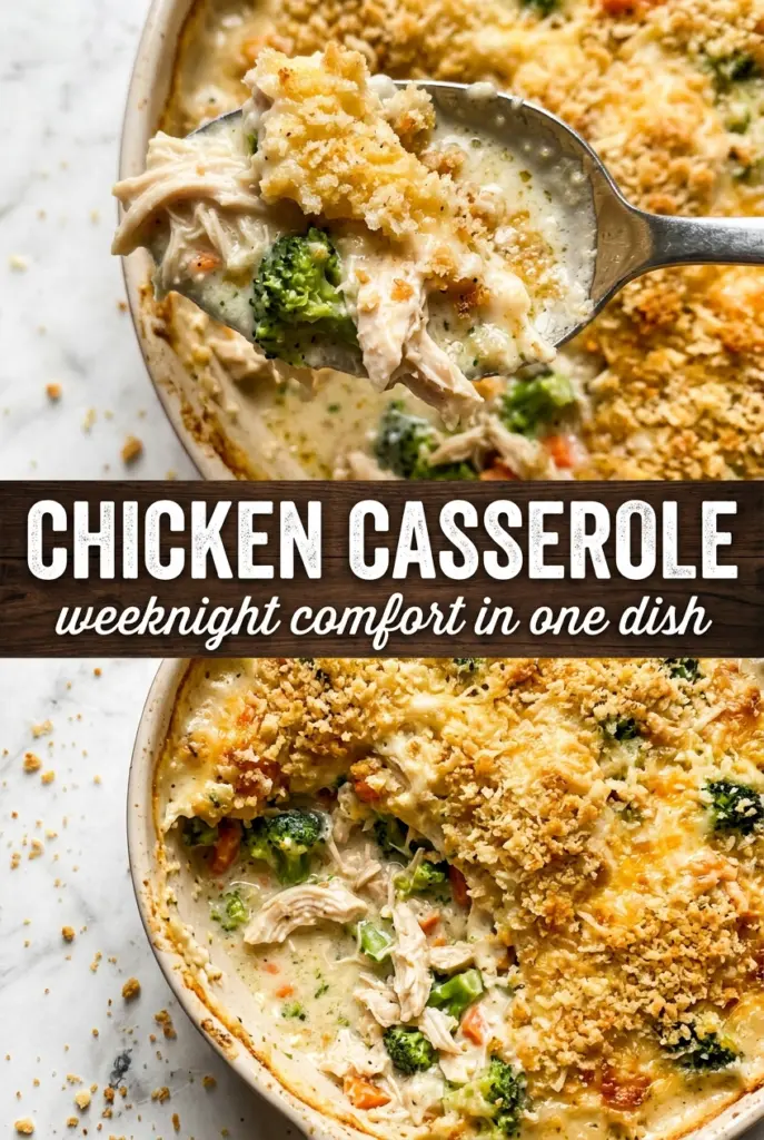 Chicken Casserole with Ritz Cracker and Cheddar Topping