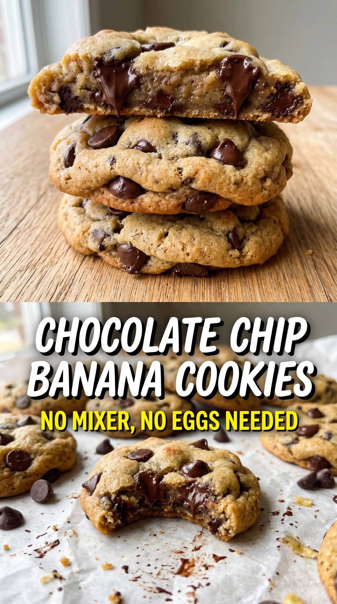 Chocolate Chip Banana Cookies soft golden chocolate-studded