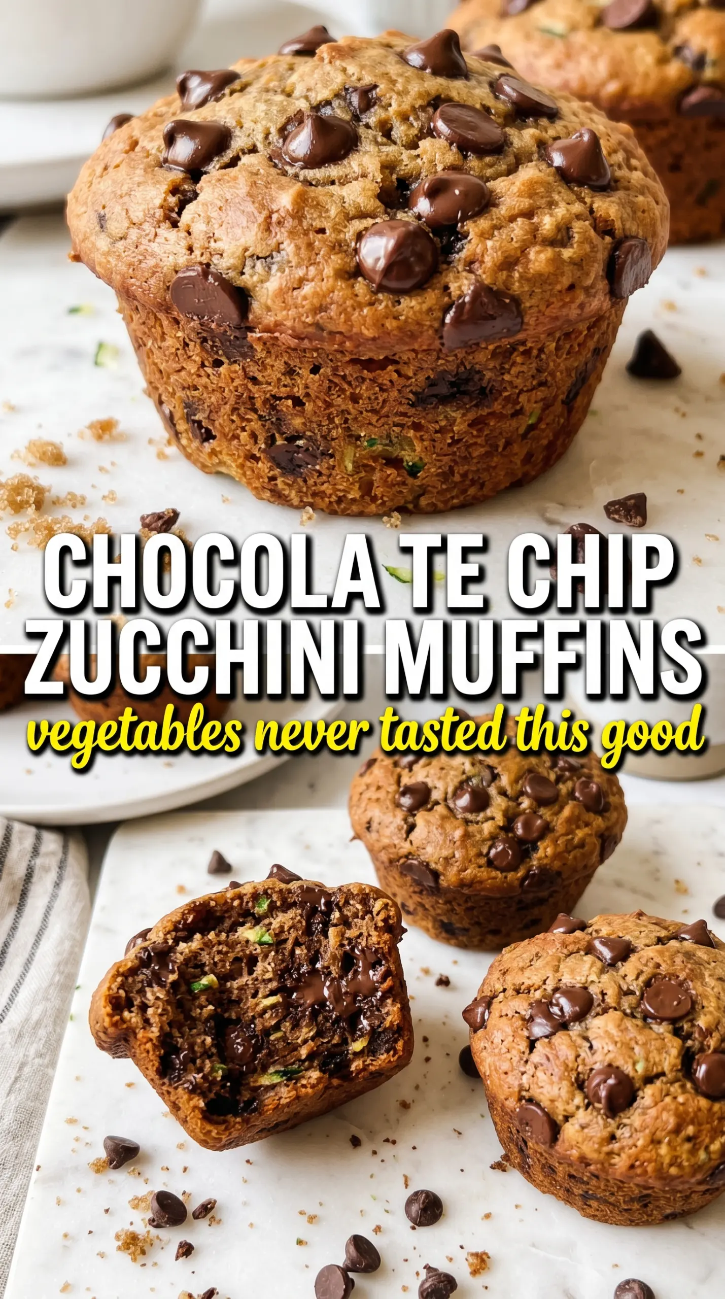 Chocolate chip zucchini muffins moist chocolatey bakery-style