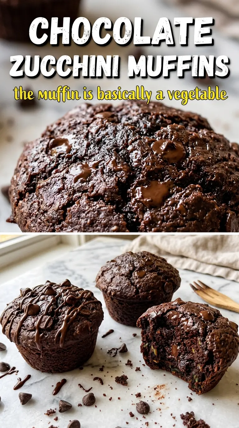 Chocolate Zucchini Muffins dark fudgy cracked-top