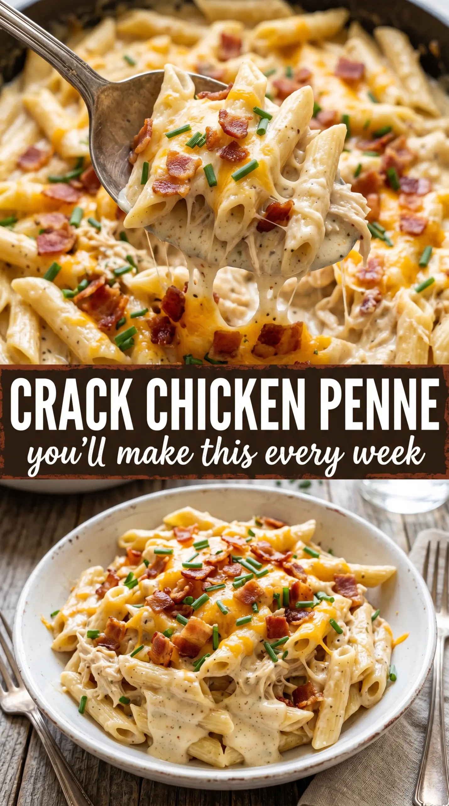 Crack Chicken Penne creamy ranch pasta