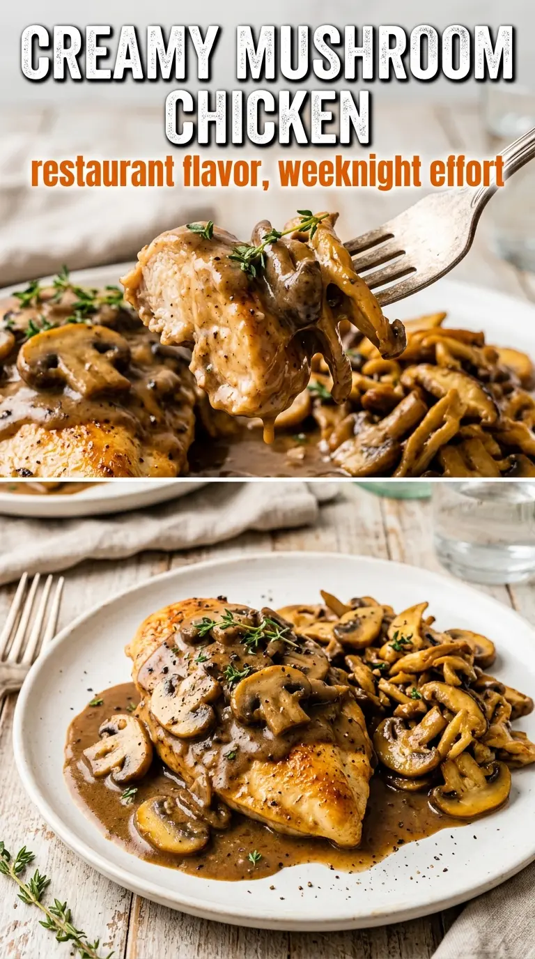 Creamy Mushroom Chicken skillet creamy, golden, saucy