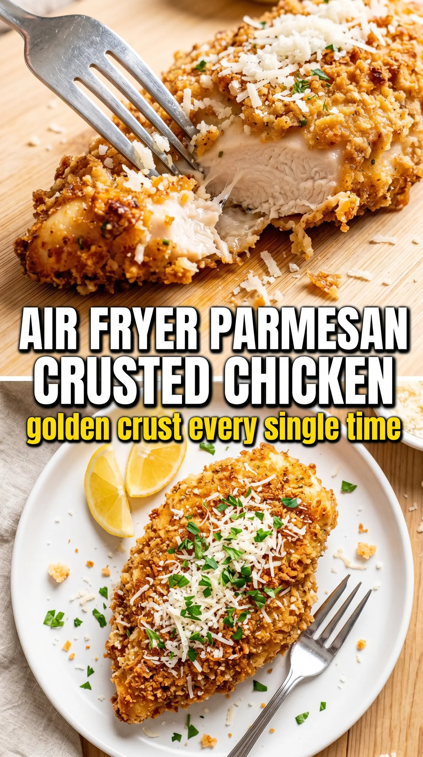 Crispy Air Fryer Parmesan Crusted Chicken golden crispy juicy
