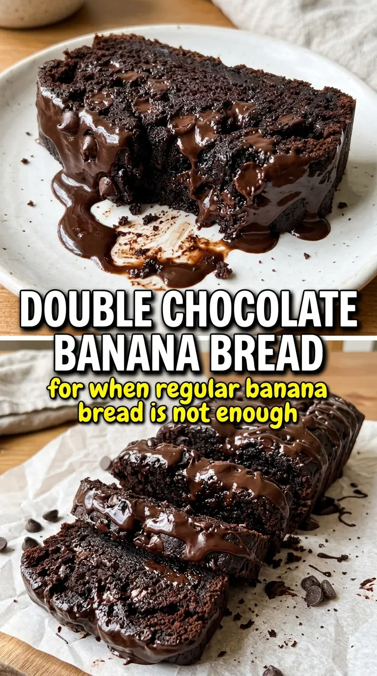 Double Chocolate Banana Bread rich fudgy chocolatey