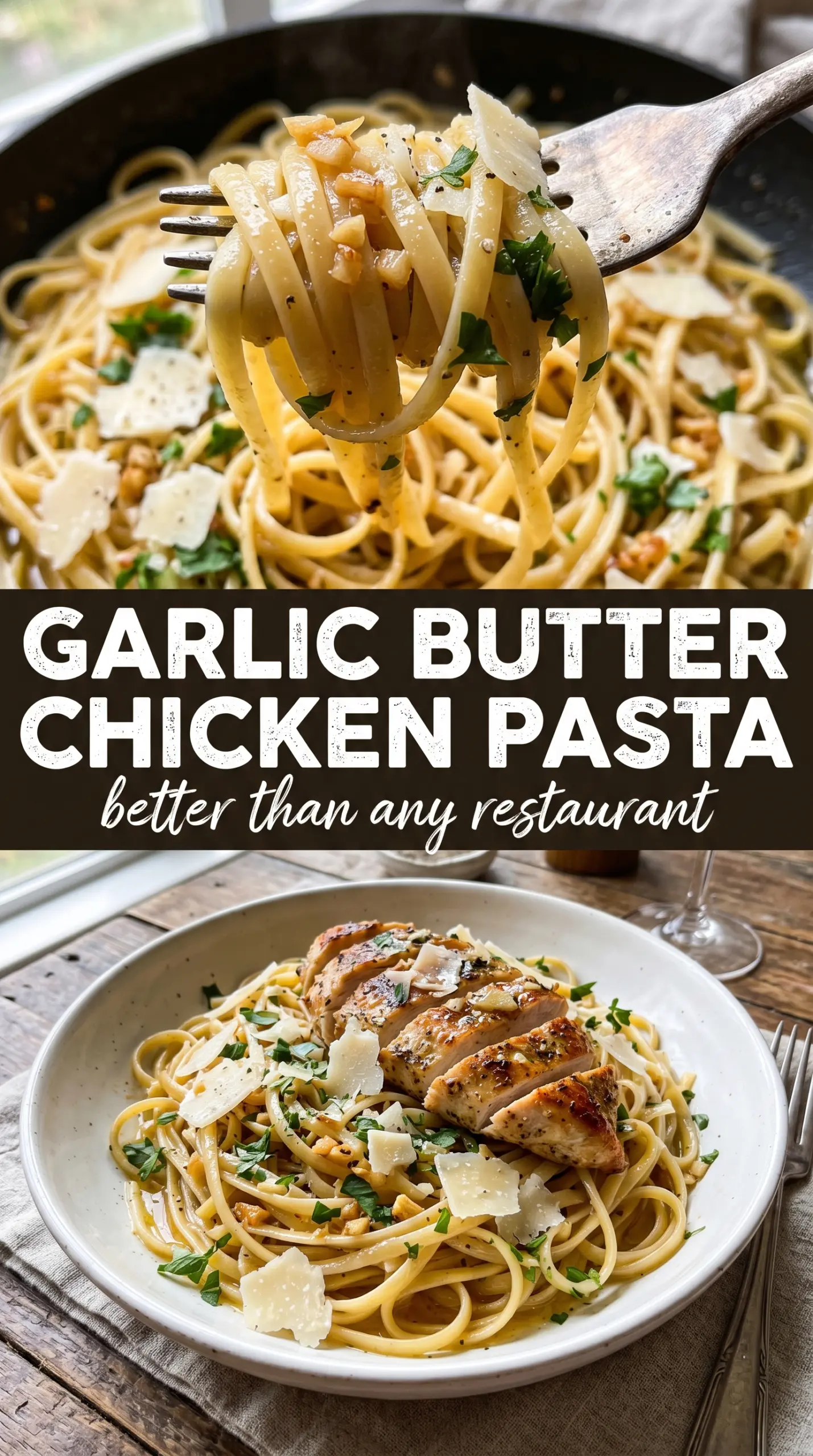 Garlic Butter Chicken Pasta glossy savory pasta