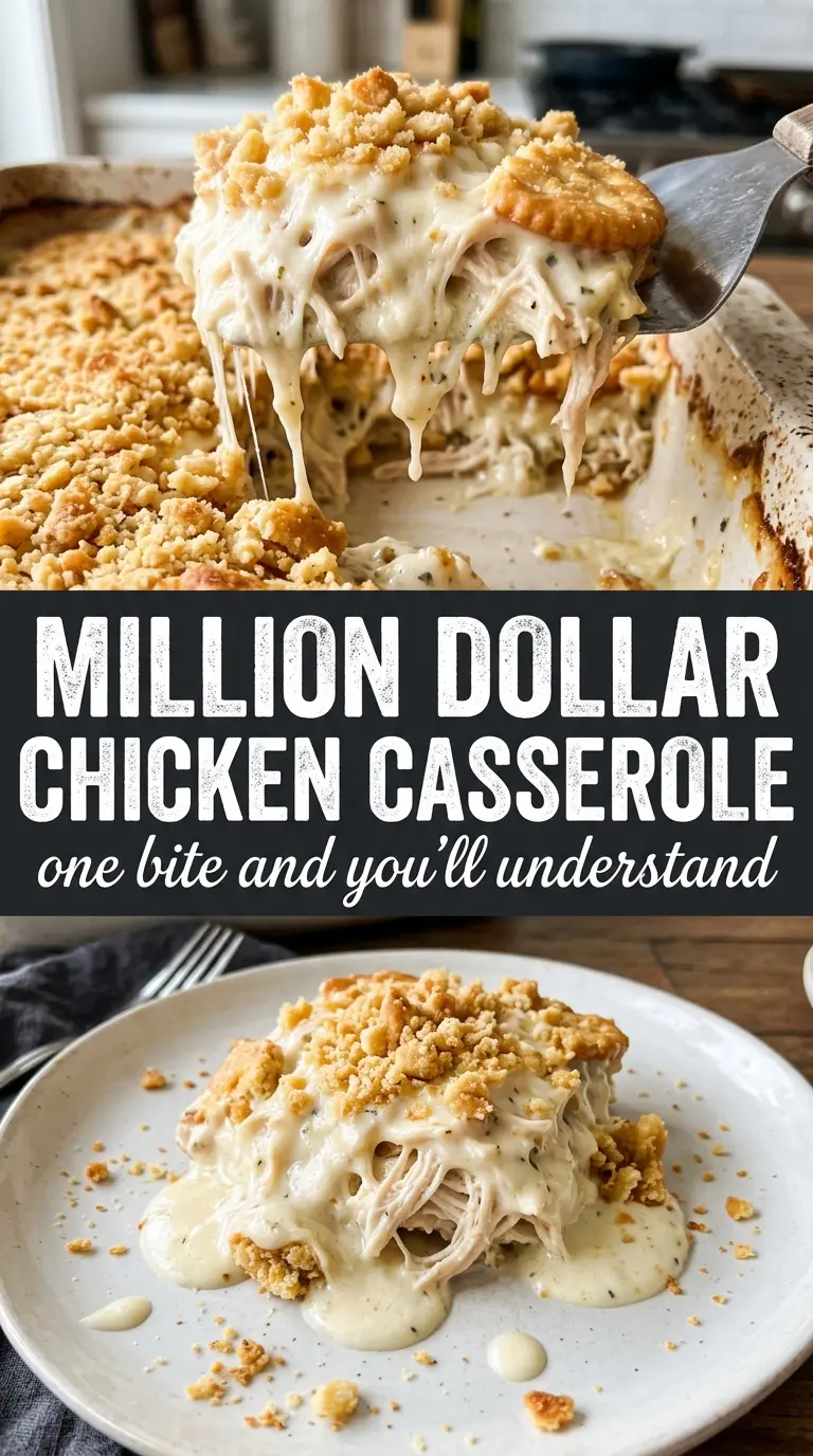Million Dollar Chicken Casserole creamy Ritz-crusted