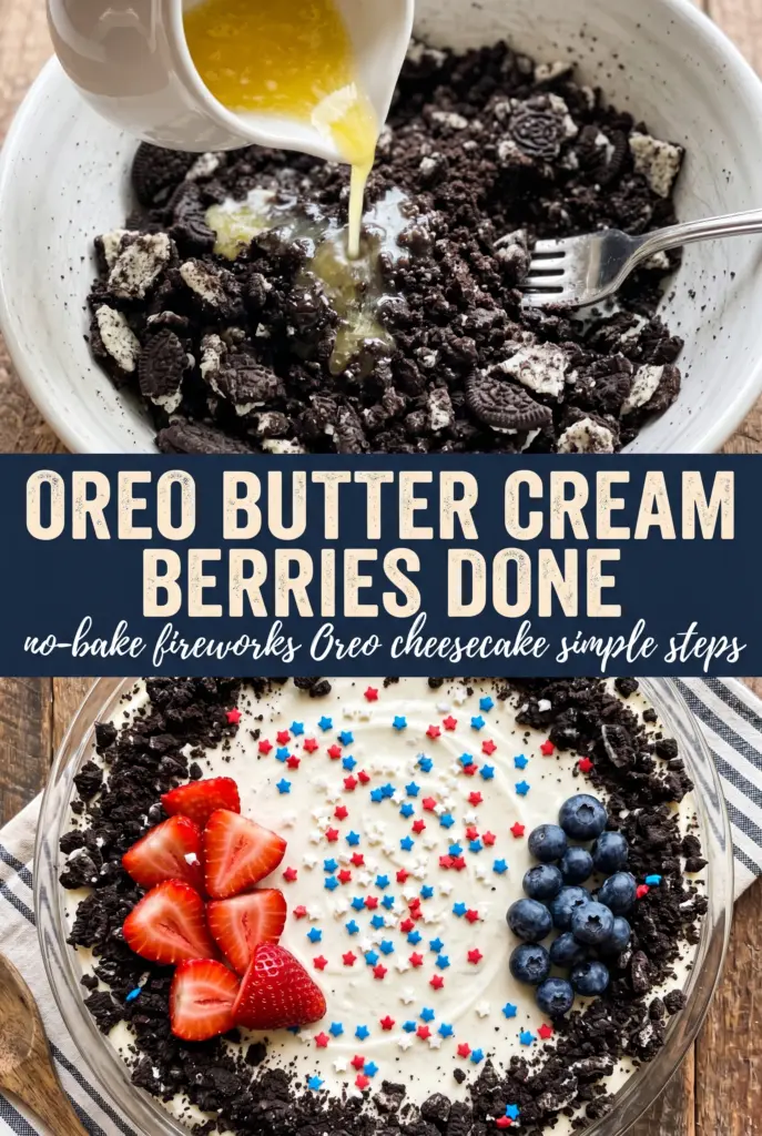 No-Bake Fireworks Oreo Cheesecake