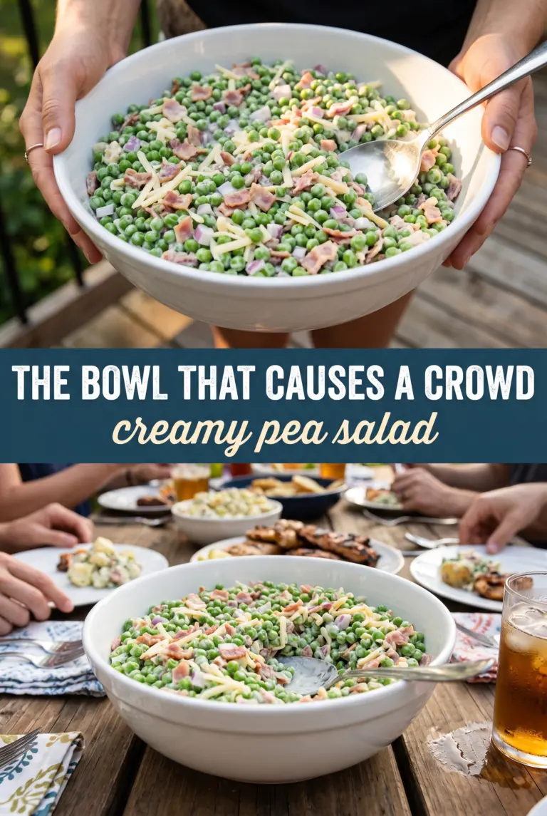 Creamy Pea Salad with Bacon and Cheddar