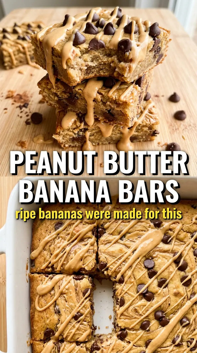 Peanut Butter Banana Bars fudgy chocolate-drizzled