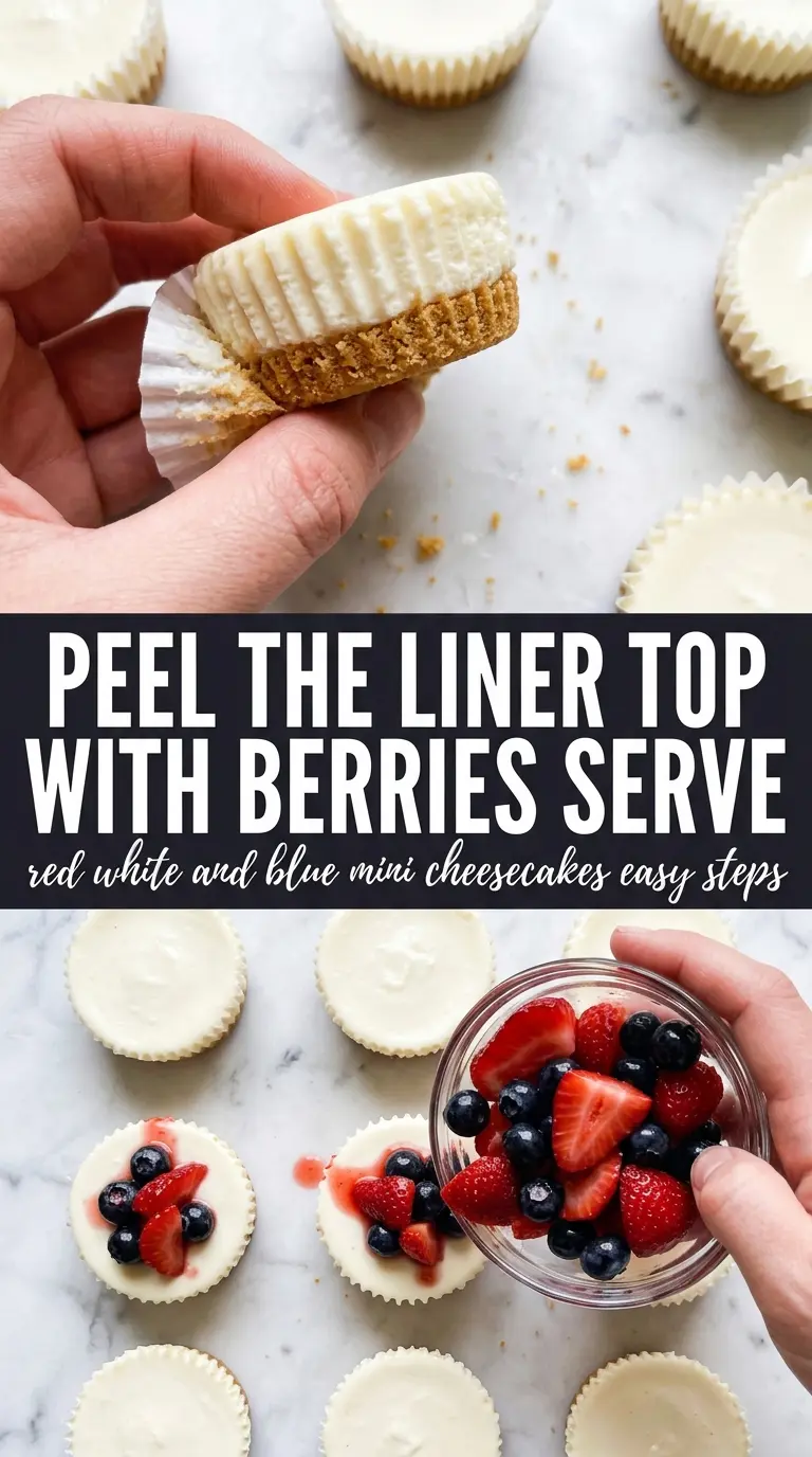 Red, White and Blue Mini Cheesecakes creamy berry-topped