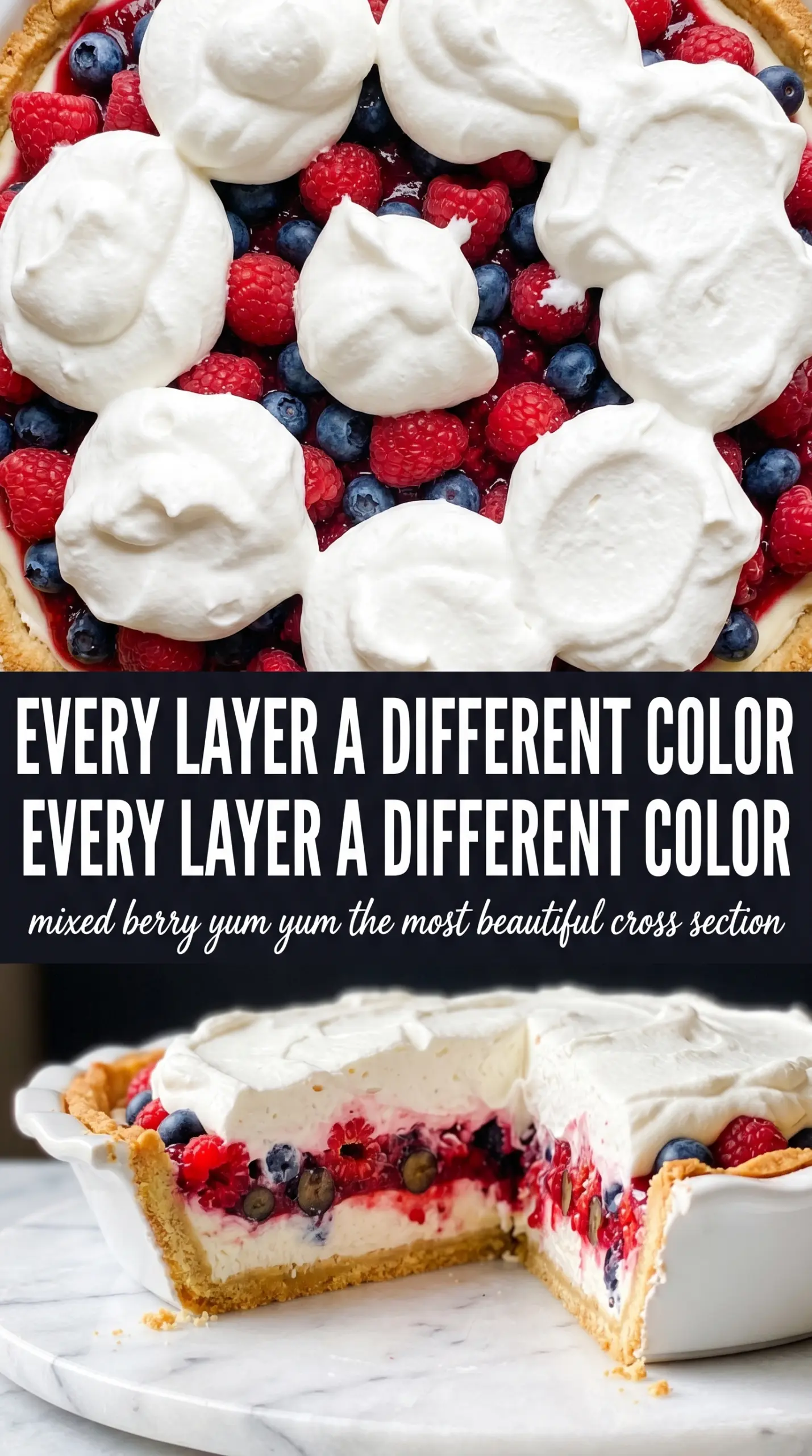 Red, White and Blue Mixed Berry Yum Yum creamy berry layers