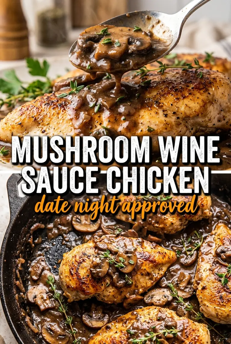 Skillet Chicken and Mushroom Wine Sauce