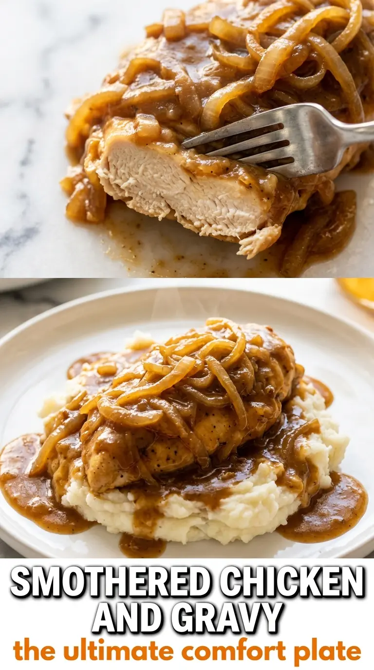 Smothered Chicken onion mushroom gravy