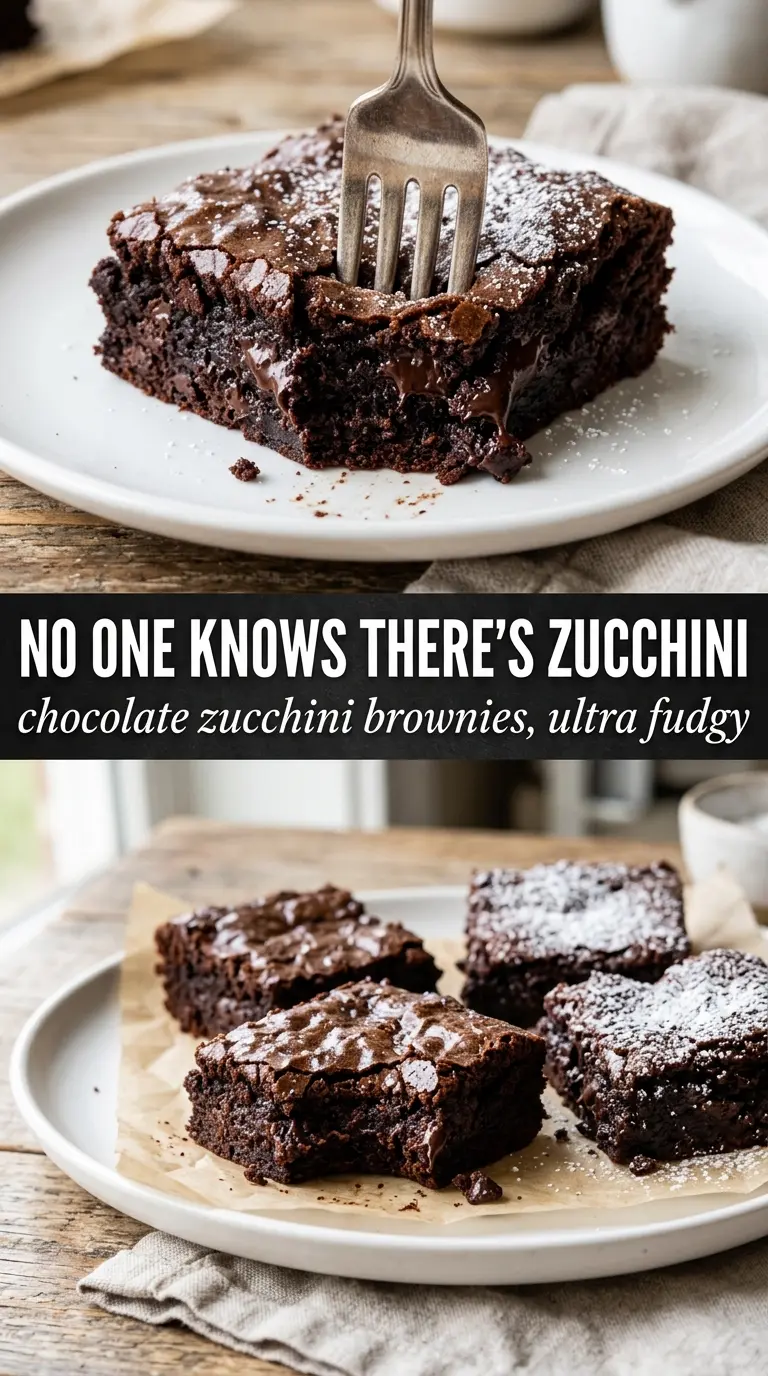 Chocolate zucchini brownies with fudgy texture and shiny top