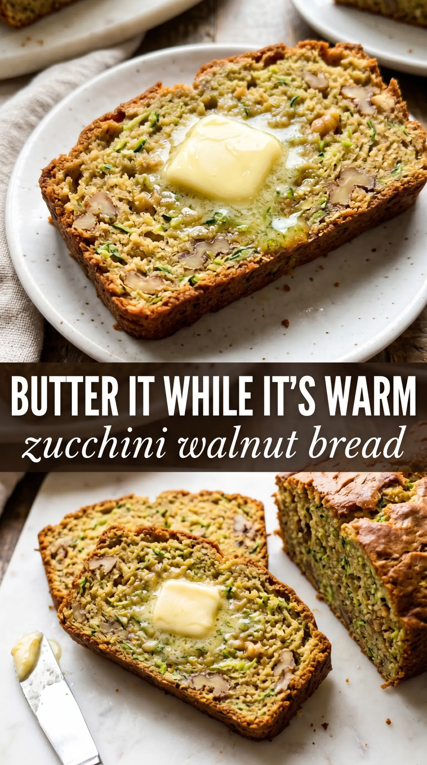 Zucchini Walnut Bread moist crumb toasted walnuts