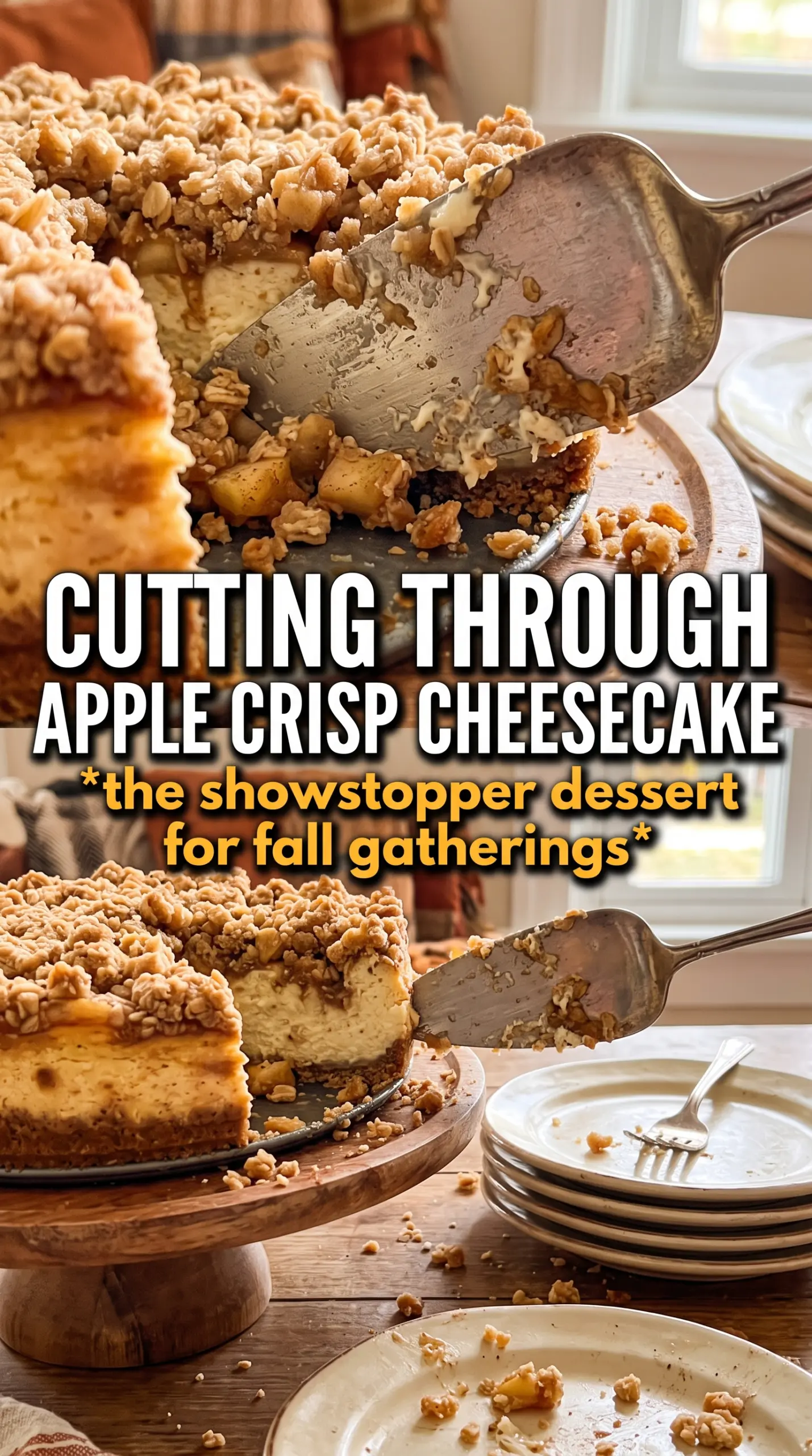 Apple Crisp Cheesecake creamy spiced layered