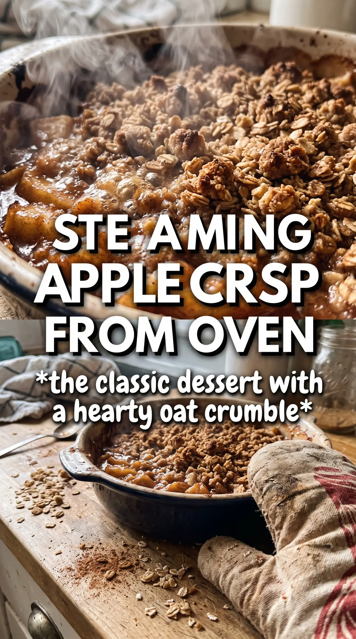 Apple Crisp With Oatmeal, rustic, crumbly, caramelized