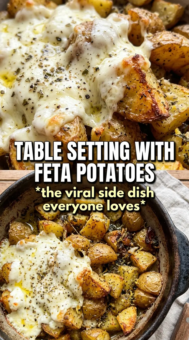 Baked feta roast potatoes golden tangy Mediterranean