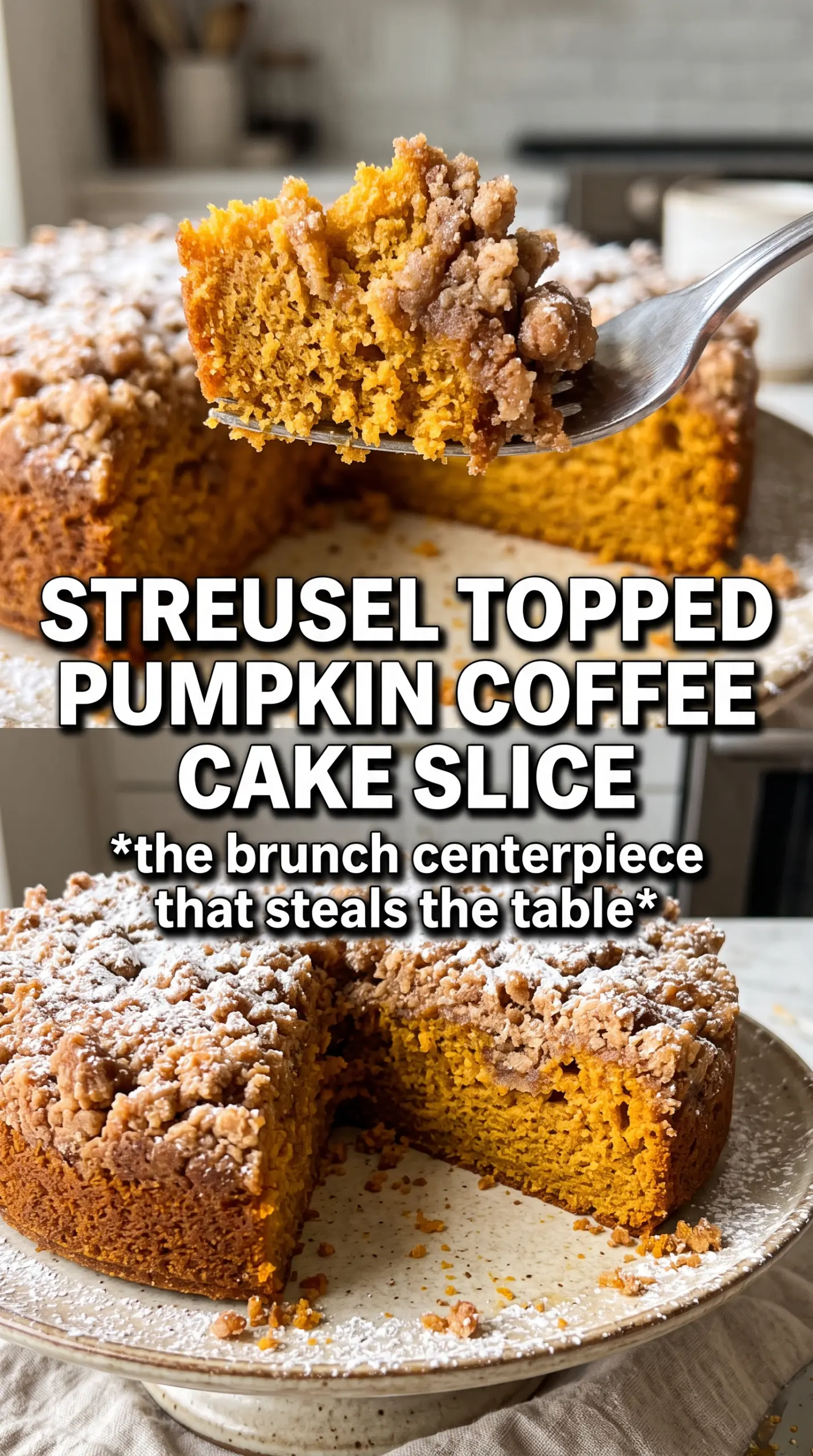 Cinnamon Streusel Pumpkin Coffee Cake with streusel swirl