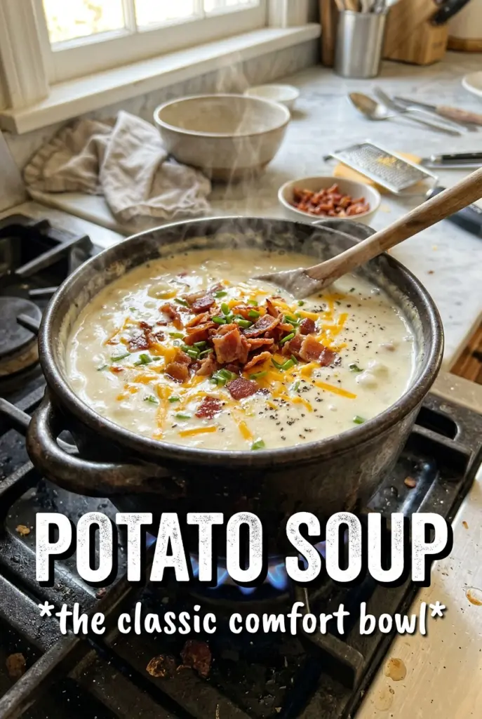 Creamy Potato Soup with Bacon and Cheddar
