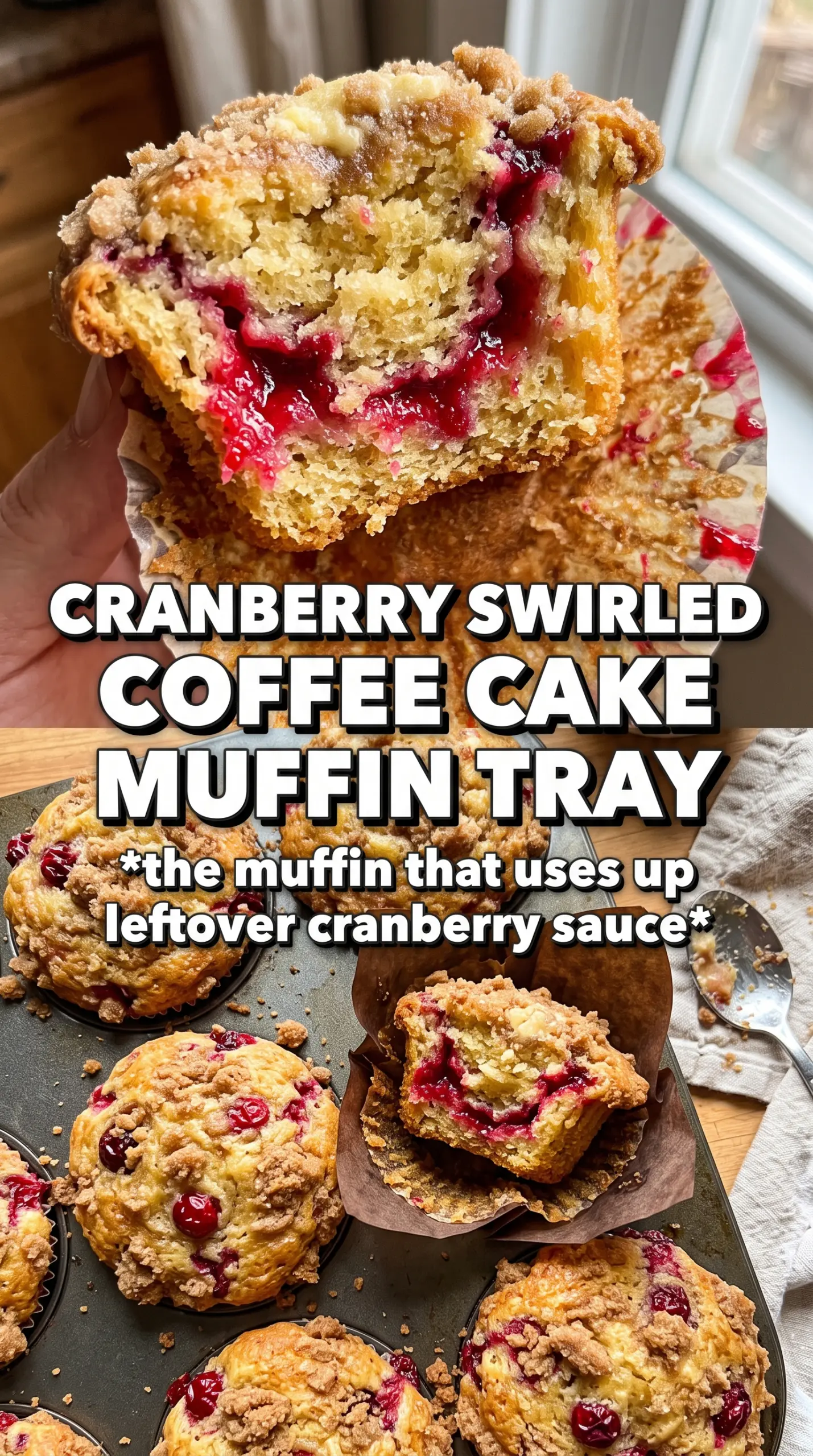 Cranberry Sauce Coffee Cake Muffins golden streusel cranberry