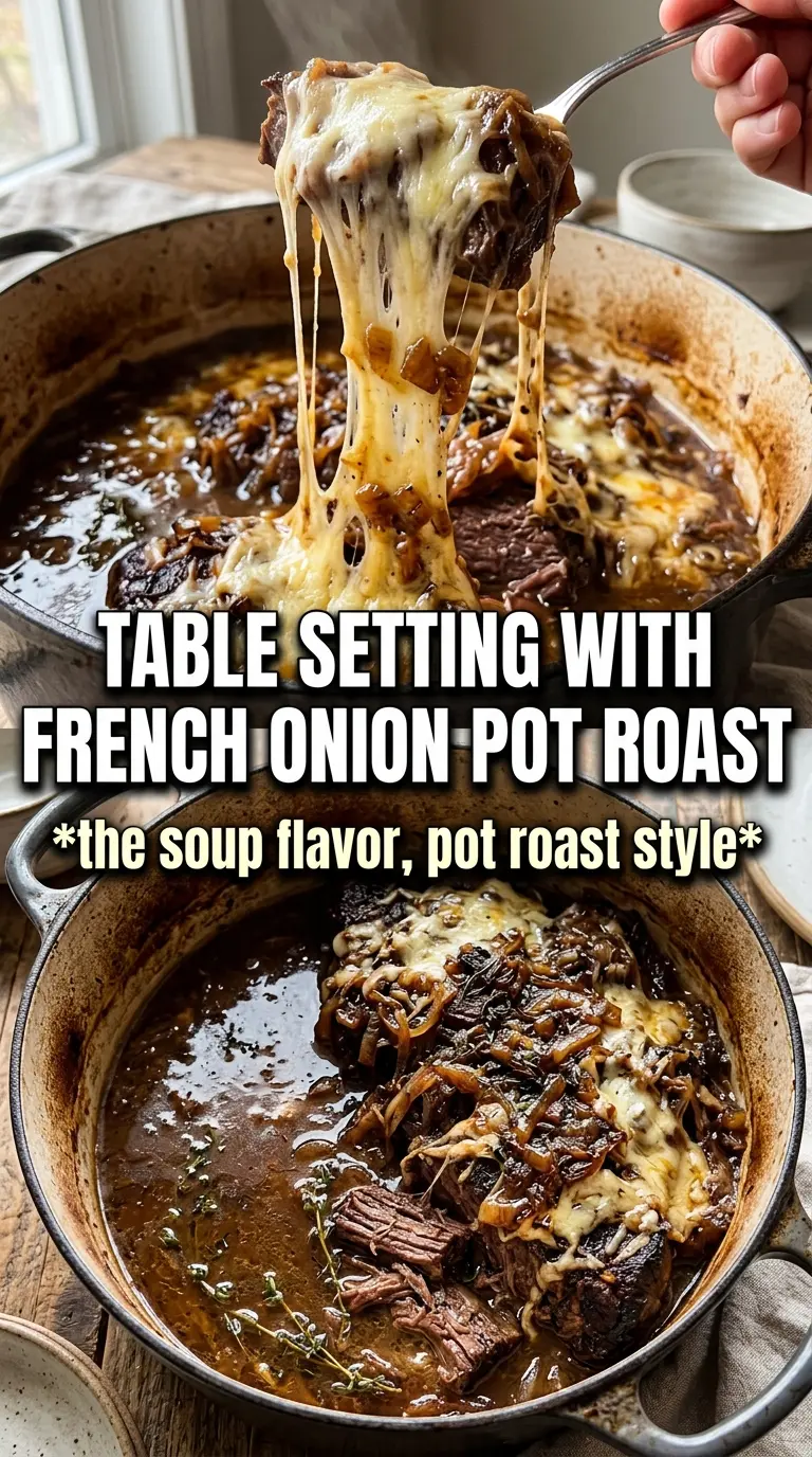 French Onion Pot Roast caramelized Gruyere