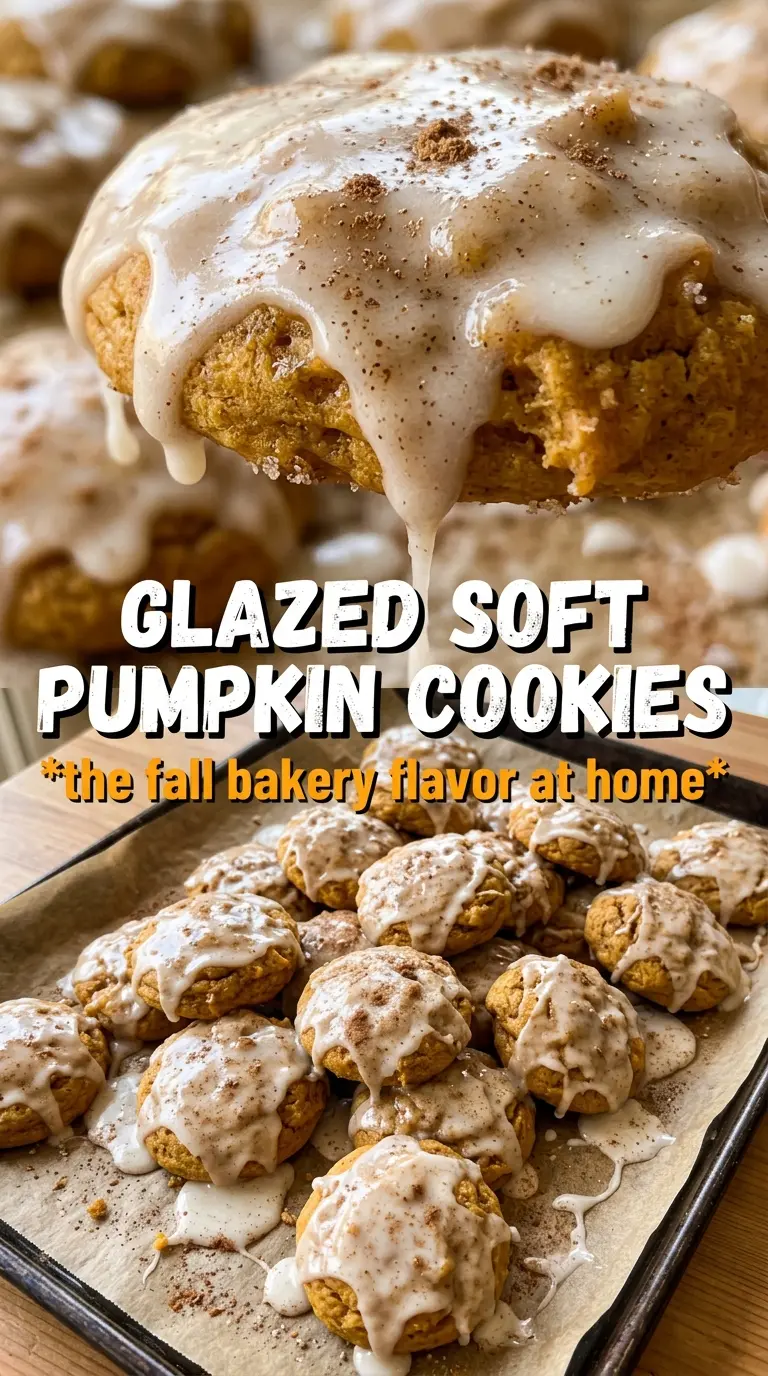 Glazed pumpkin cookies soft cakey glaze