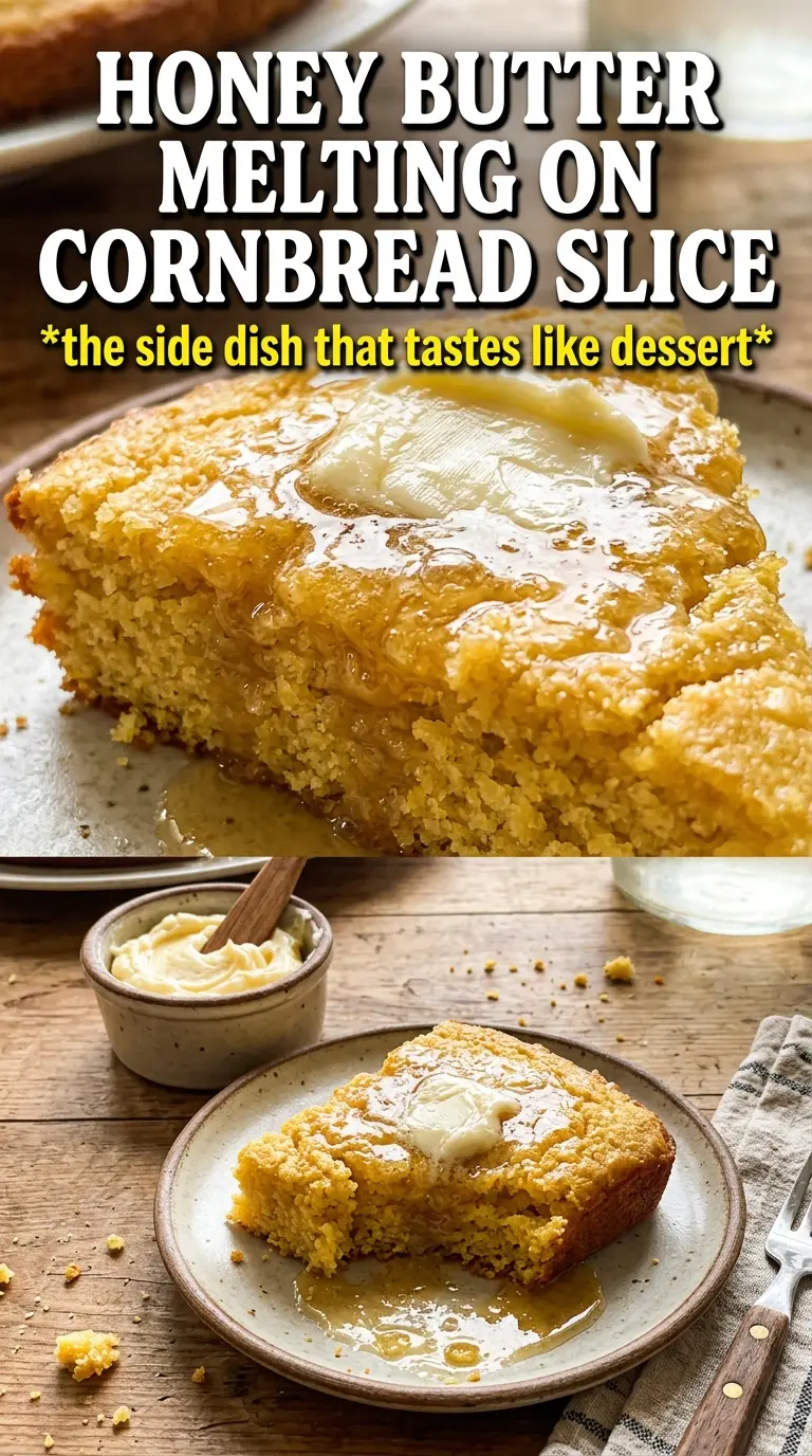 Honey Butter Sweet Potato Cornbread, golden skillet, tender crumb