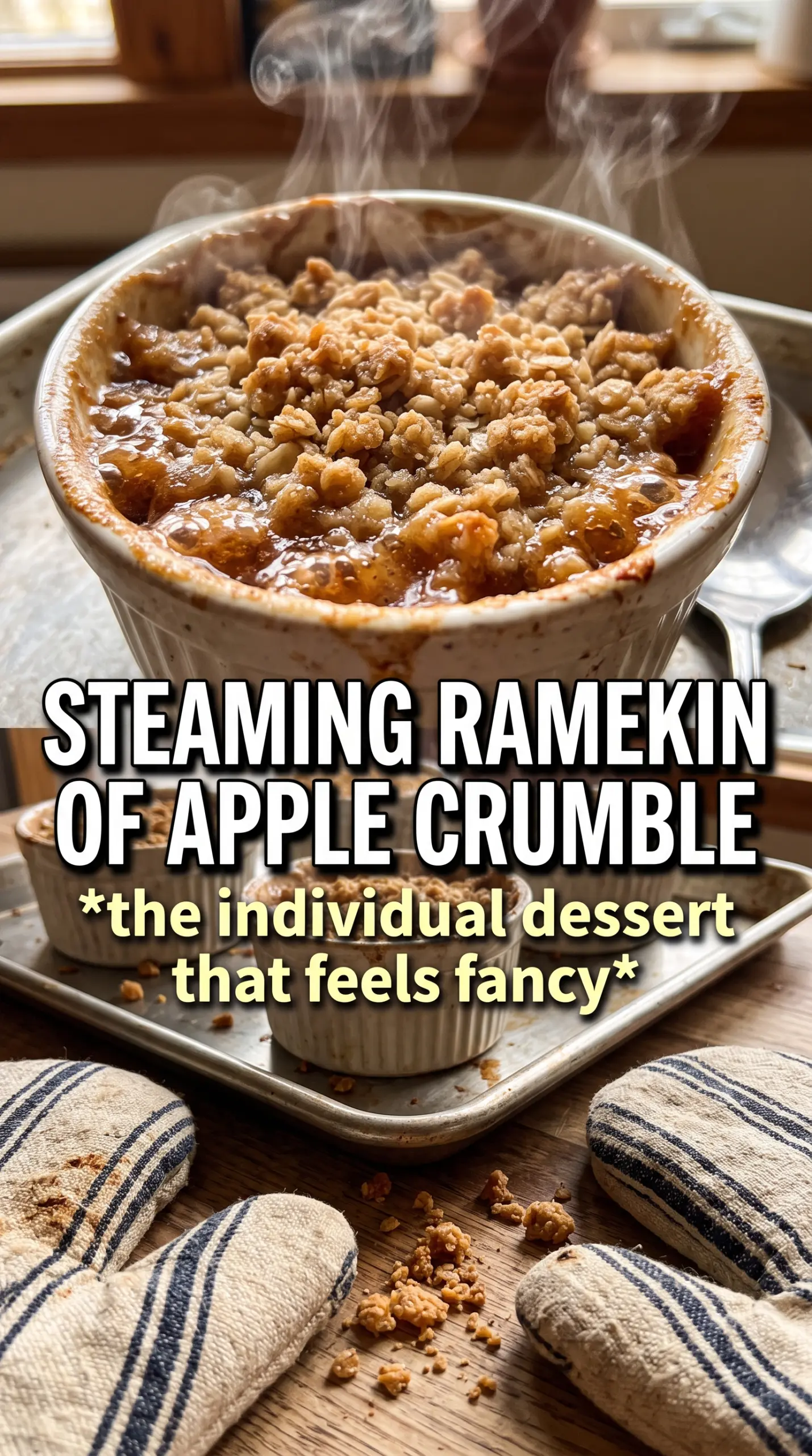 Individual Apple Crumbles golden oat topping caramelized edges
