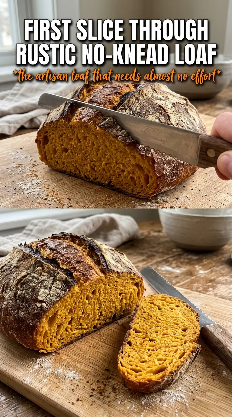 No-Knead Pumpkin Bread rustic pumpkin loaf