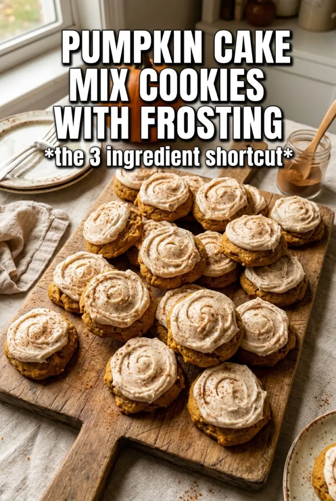 Pumpkin Cake Mix Cookies With Cinnamon Cream Cheese Frosting