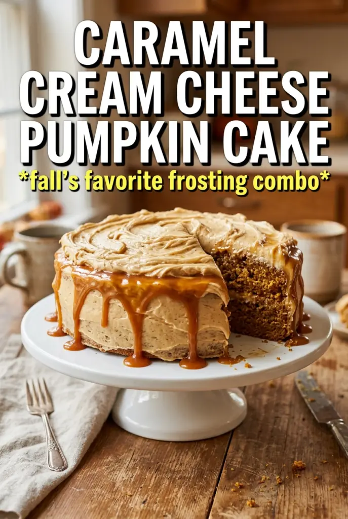Pumpkin Cake With Caramel Cream Cheese Frosting