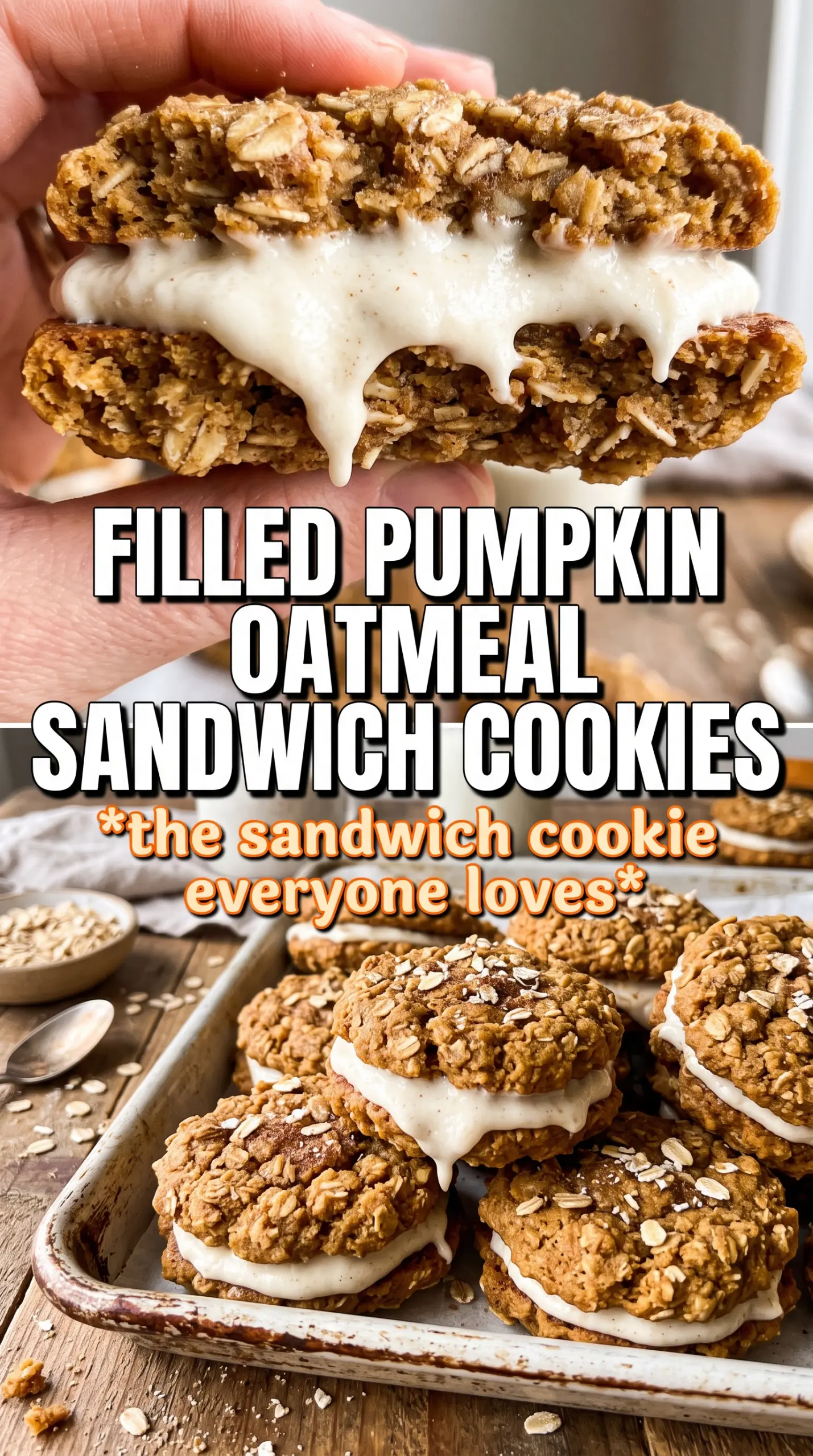 Pumpkin Oatmeal Sandwich Cookies chewy cinnamon cream cheese