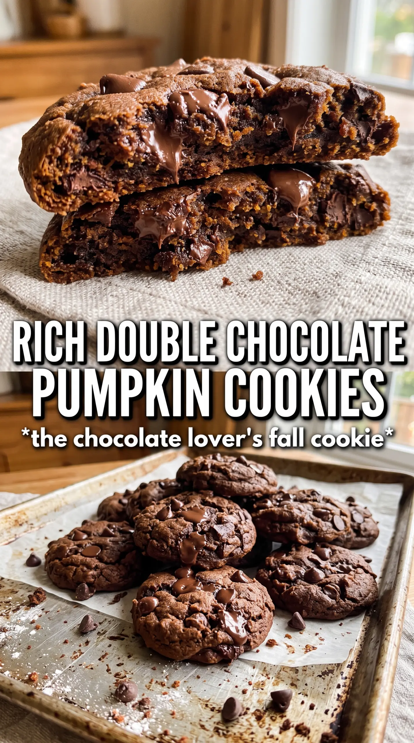 Pumpkin Spice Double Chocolate Chip Cookies fudgy chocolate pumpkin spice