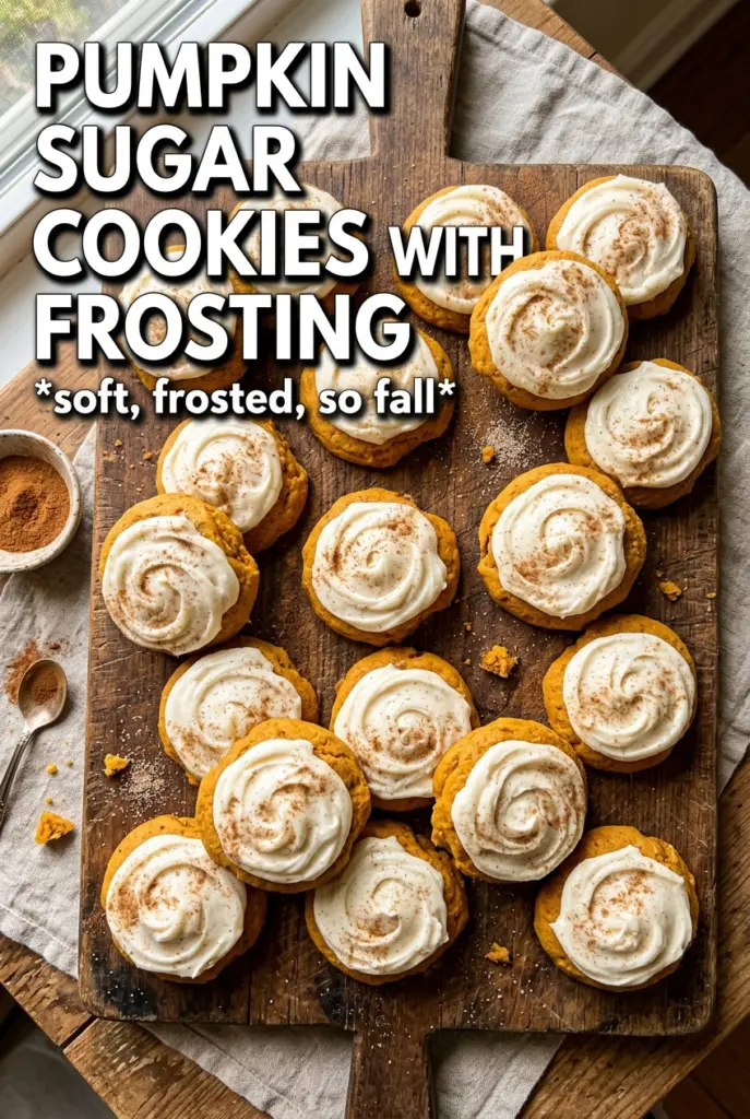 Pumpkin Sugar Cookies With Cream Cheese Frosting