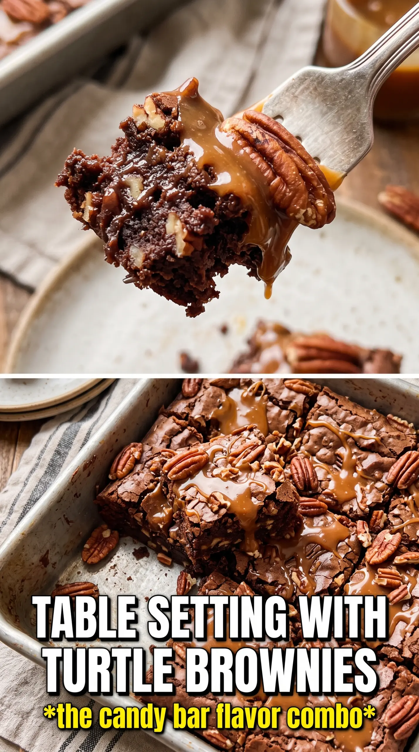 Turtle Brownies fudgy caramel pecan