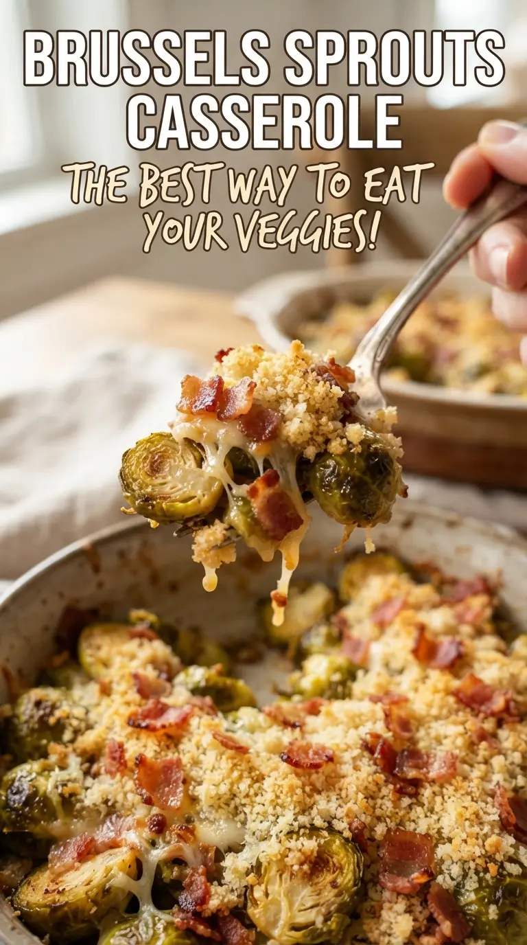 Brussels Sprouts Casserole cheesy golden bubbly