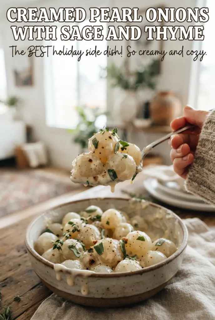 Creamed Pearl Onions with Sage and Thyme
